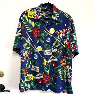 LIKE NEW! POOL BILLIARDS HAWAIIAN TROPICAL CAMP SHIRT SIZE LARGE